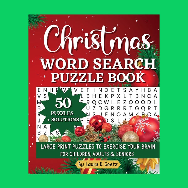 Christmas Word Search Puzzle Book for Teens Adults and Seniors.  Large Print Easy to Read, Exercise for Brain Activity and Memory. Gift Idea