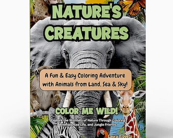 Nature's Creatures - Animal Coloring Book for Kids and Adults | 50 Land, Sea, Sky Creatures | Stress Relief Coloring | Single-Sided Pages