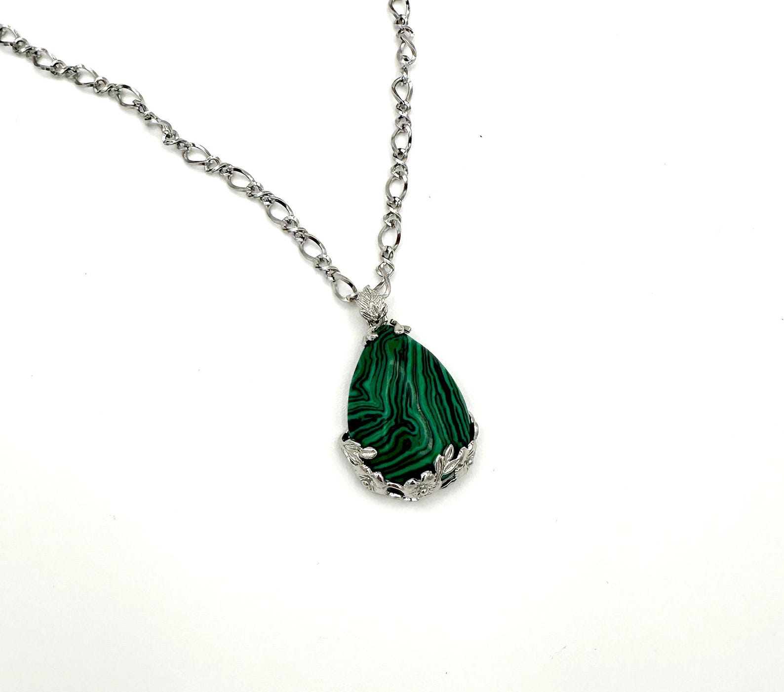 Malachite Triple Teardrop Necklace main image 0