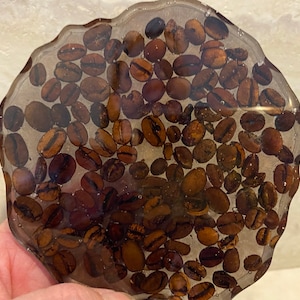 Handmade Coffee Bean Resin Coaster: Coffee Lover Decor