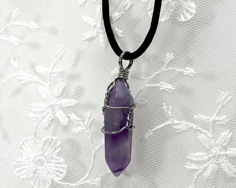 Amethyst Quartz Pendant Necklace, Natural Amethyst Pendant,  Healing Amethyst Necklace, February Birthstone Necklace, Anniversary Gift