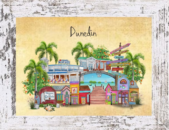 Dunedin Coastal Decor,Dunedin Framed Art Print,Boho Style Art,Nautical Watercolor,Tropical Wall Art,Dunedin Florida,Note Cards