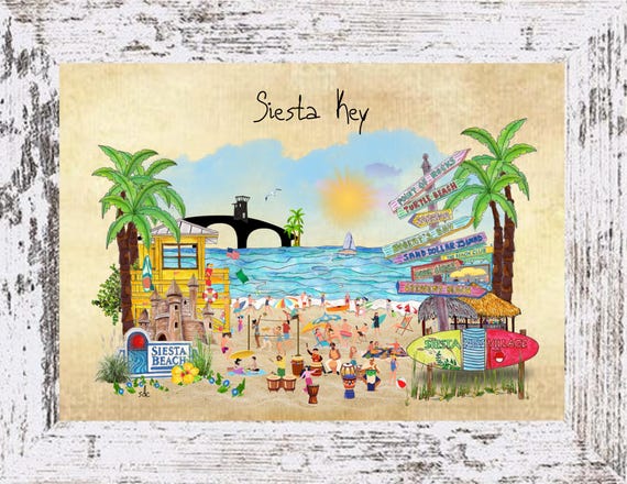 Siesta Key Coastal Decor, Siesta Key Framed Print,Tropical Wall Art,Beach Art,Note Cards
