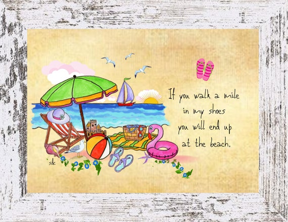 Beach Umbrella Coastal Decor,Beach Framed Art Print,Boho Style Art,Nautical Watercolor,Tropical Wall Art,Beach Themed Gift