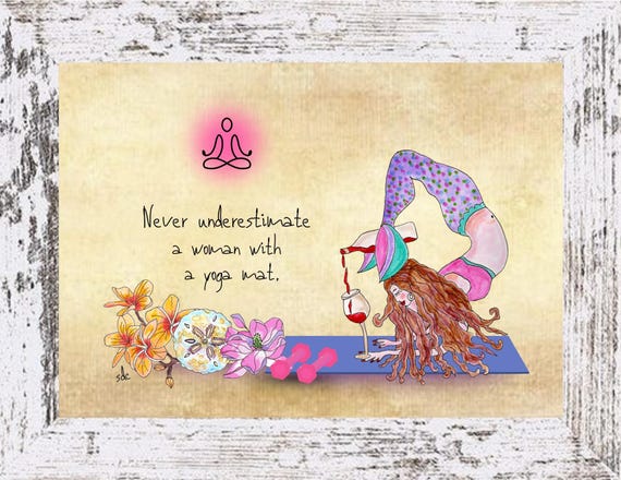 Yoga Mermaid Coastal Decor,Beach Framed Art Print,Boho Style Art,Nautical Watercolor,Tropical Wall Art, Beach Huts, Note Cards