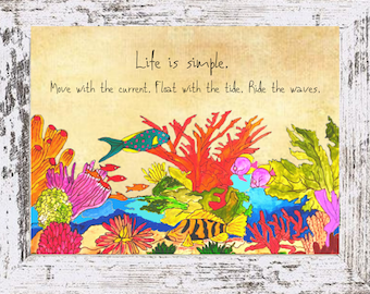 Coral Reef Watercolor Art Print: Coastal Boho Decor, Tropical Wall Art