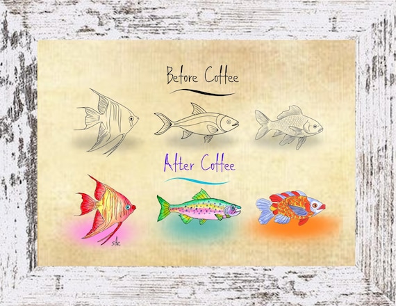 Tropical Fish Art Print: Coastal Watercolor, Boho Nautical Decor