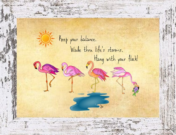 Flamingos Coastal Decor,Flamingos Framed  Art Print,Boho Style Art,Nautical Watercolor,Tropical Wall Art,Ocean Themed Painting,Note Cards