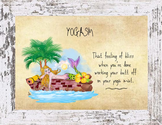 Yoga Mermaid Watercolor Artwork Coastal Decor