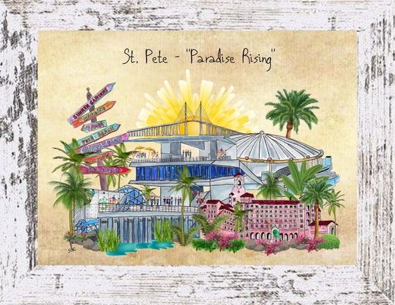 St. Petersburg Coastal Decor,St. Petersburg FramedArt Print,Boho Style Art,Nautical Watercolor,Tropical Wall Art, St. Pete,Note Cards