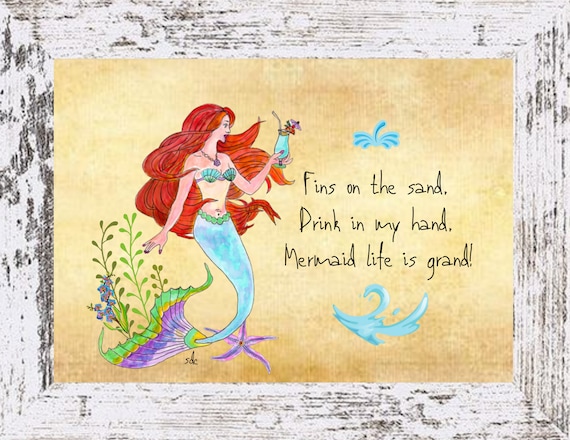 Mermaid Life is Grand Coastal Decor,Mermaid Framed Art Print,Boho Style Art,Nautical Watercolor,Tropical Wall Art,Note Cards