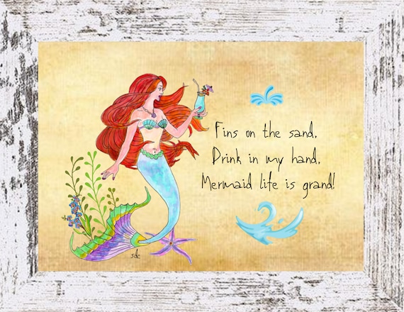 Mermaid Life is Grand Coastal Decor,Mermaid Framed Art Print,Boho Style Art,Nautical Watercolor,Tropical Wall Art,Ocean Themed Painting