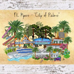Ft. Myers Watercolor Art Print: Tropical Coastal Decor, Salty Saying
