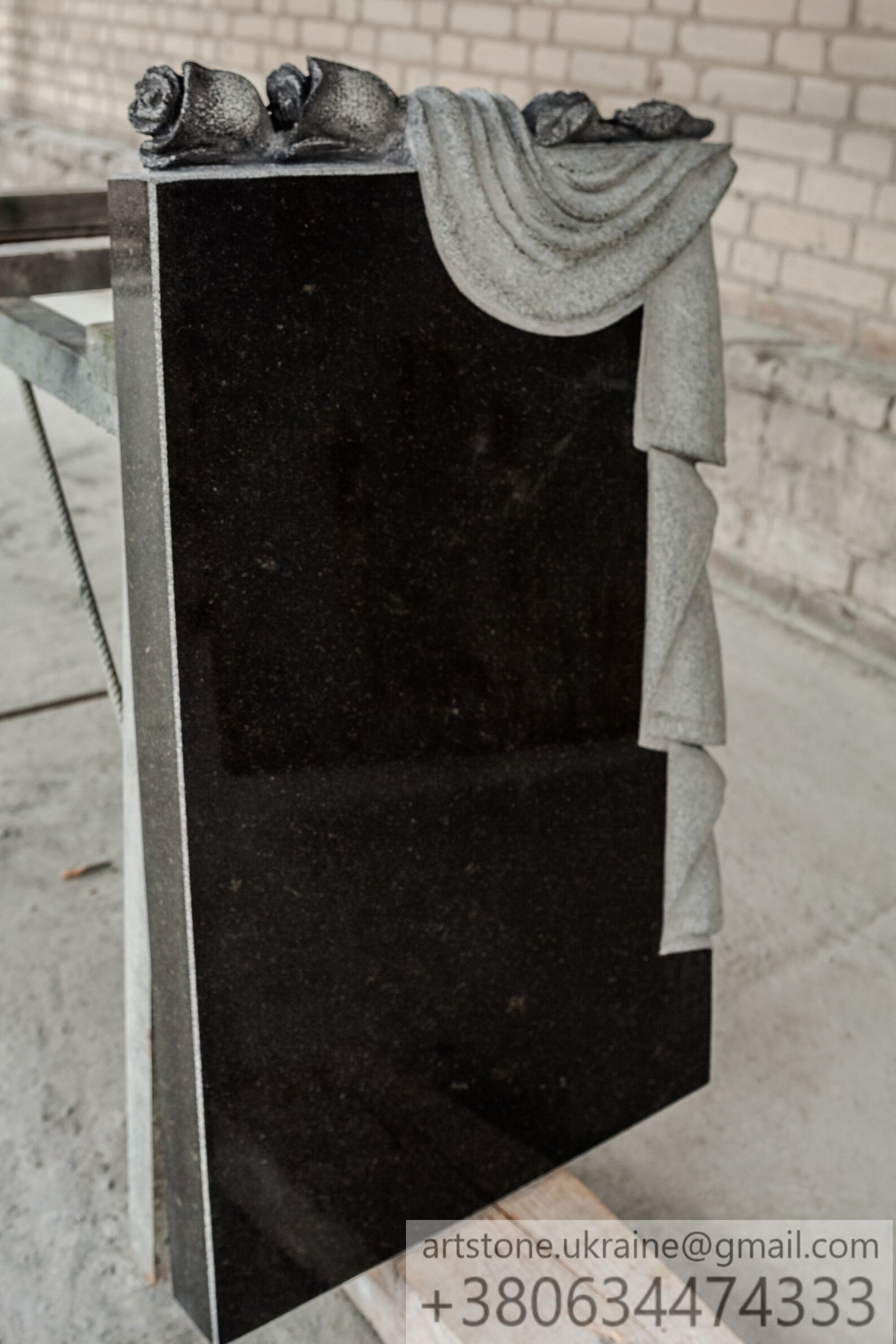 Memorial Headstone Carved of Black Granite Etsy