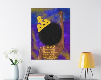 Black Queen Canvas Art, Afro Woman, Empowering Wall Decor
