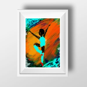 black ballerina wall art, ballet dancer art, ballerina painting, ballet illustration, ballet print, dancer wall art, black ballerina art
