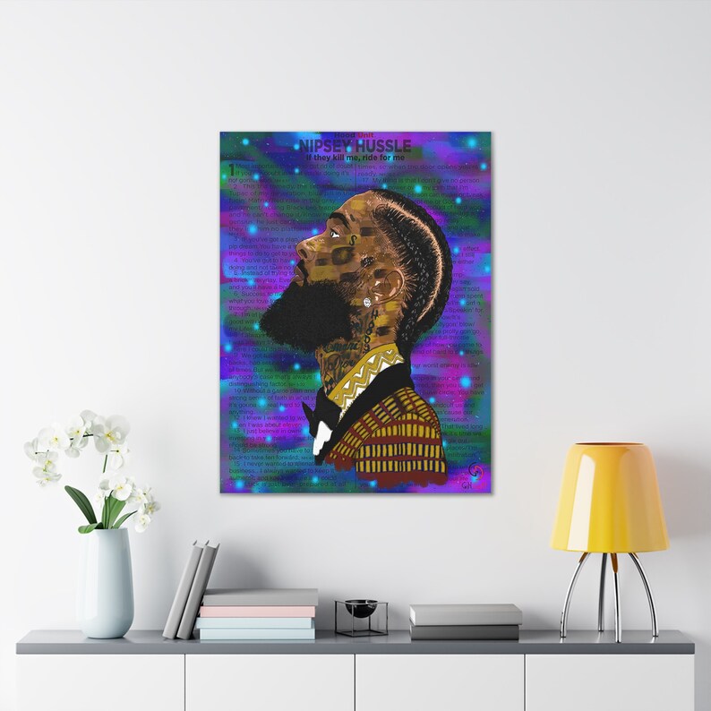 Nipsey Hussle Art, Harlem Artist Canvas, Pop Culture Portrait image 1