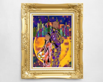 Kobe Bryant Art Print | Gianna Bryant, Signed 8x10, 11x14