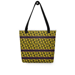 Royalty Diamond Tote Bag | Purple Gold Geometric Cultural Shoulder Bag