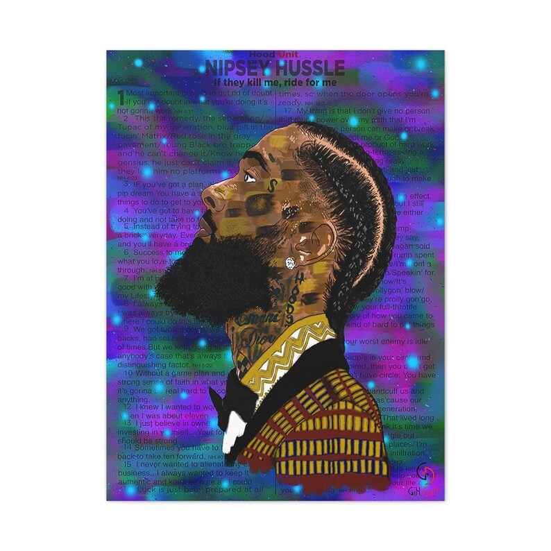 Nipsey Hussle Art, Harlem Artist Canvas, Pop Culture Portrait image 2