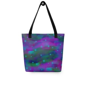 Cosmic Nebula Tote Bag | Purple Blue Abstract Galaxy Shoulder Bag
