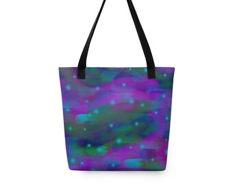 Cosmic Nebula Tote Bag | Purple Blue Abstract Galaxy Shoulder Bag