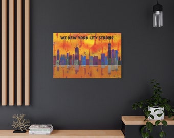 Lienzo con el horizonte de Nueva York, artista de Harlem, decoración de pared de la ciudad de Nueva York