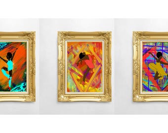 Abstract Ballerina Art Prints - Set of 3, Bold Dance Decor