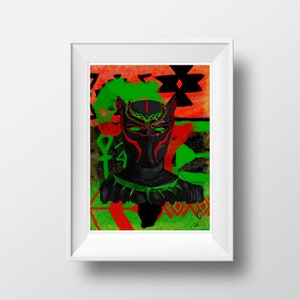 Black Panther Art, Wakanda, Fine Art, Pan African, 8x10 print, art 8x10, wall art, 11x14 art, Wakanda Forever, African, Black Panther, Art,