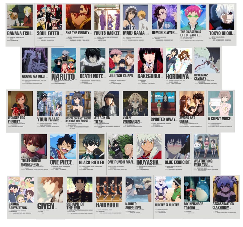 Anime Movie Poster Wall Collage Kit, Room Decor, Anime, Movie Poster, College Dorm Wall Decor, Best Value, 4x6 Photos Printed and Shipped 