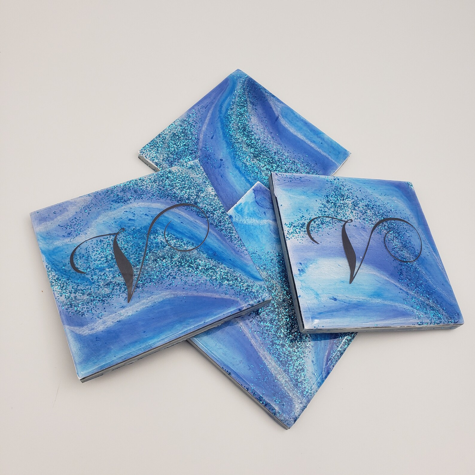 Set of 4 Coasters Custom Personalized Coaster Epoxy Resin Etsy