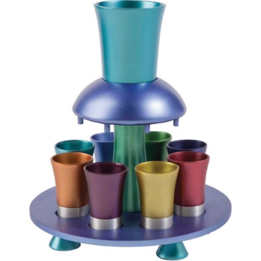 Kiddush Fountain - Handmade Hammer Work - Multicolor Shot Glass Judaica - Etsy