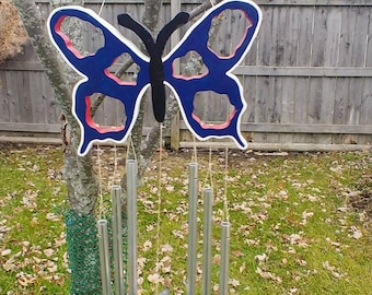 Butterfly Windchimes Red White And Blue