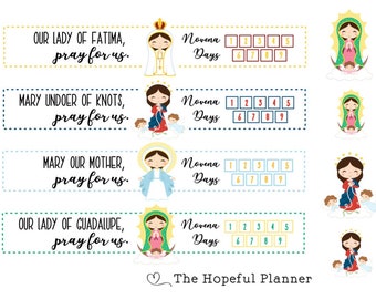 Marian Icon  Novena - Catholic Prayer - Weekly Tracker  - Planner / Journal Sticker Sheet