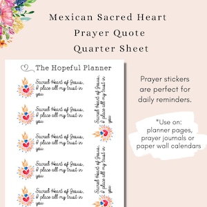 Mexican Sacred Heart of Jesus Prayer Stickers - Catholic Prayer / Devotion - Stickers for planner / prayer journal