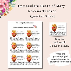 Onbevlekt / Heilig Hart van Maria Noveen Tracker Stickers - Katholiek Gebed / Devotion Tracker - Stickers voor Planners en Tijdschriften