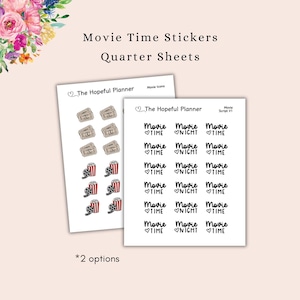 Movie Time Planner Stickers - Movie Night Sticker Sheets for Planning & Journaling