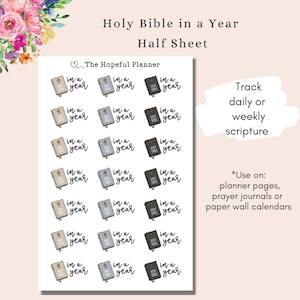Holy Bible in a Year Stickers for Planners / Prayer Journals - Scripture Reminder Stickers