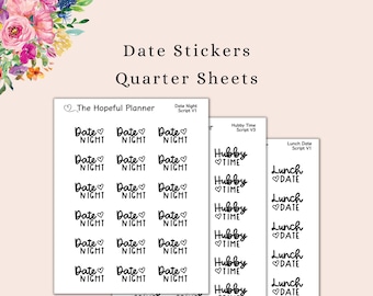 Date Night Script Sticker Sheets - Hubby Time, Lunch Date Planning Stickers