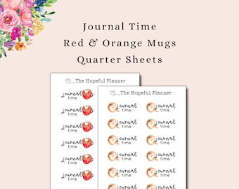 Journal Time Mug Stickers - Self-care Reminder Sticker - Daily Journaling Mug Sticker Sheets for Planners and Journals