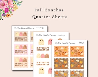 Fall Concha Sticker Sheets - Leuke stickers met Mexicaans Zoet Brood-thema voor planners en tijdschriften