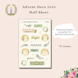Advent Deco 2023 Stickers - Liturgical themed sticker sheets for Christian Planners and Journals - Advent Season stickers