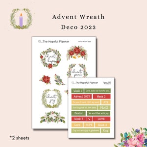 Advent Wreaths LARGE Decorative Stickers - Christian Advent sticker sheet for Planners and Journals