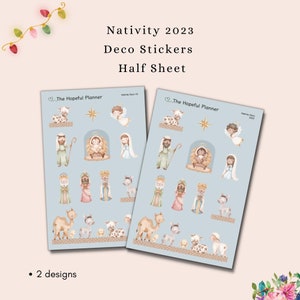 Nativity 2023 Stickers - Christmas Decorative Sticker Sheet for Planners, Journals and Bible Journaling