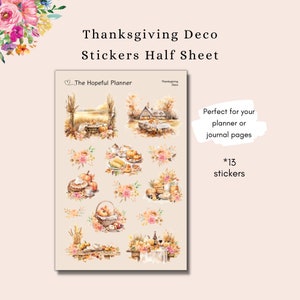 Thanksgiving Deco Sticker Sheet - 2023 Thanksgiving Gathering Decorative Stickers for Planners and Journals