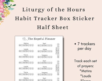 Liturgy of the Hours Weekly Habit Tracker Stickers - Catholic Daily Prayer Reminder Box stickers - Sticker sheets for planners and journals