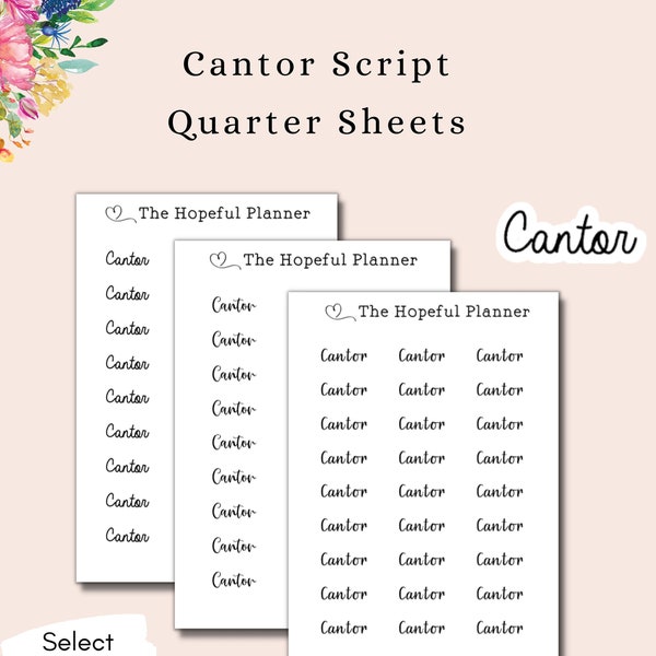 Cantor script sticker sheets - Church reminder stickers - Christian stickers for planners and calendars