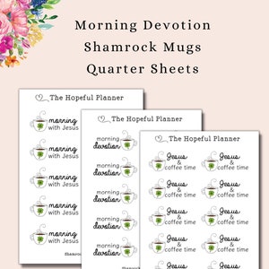 Dévotion matinale à Shamrock - St. Tasse à café Patrick - Bible et rappel de dévotion - planificateur / feuille d'autocollants de journal