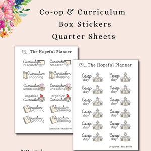 Co-op and Curriculum Planner Stickers - small box stickers - Sticker sheets for homeschool planning