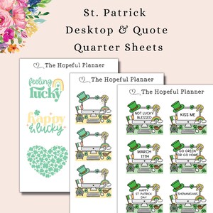 St. Patrick Desktop & Quote Stickers - Fogli adesivi decorativi da tavolo per agende e riviste - Adesivo di lavoro per le vacanze carino